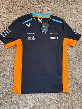 McLaren Kids' Black & Orange Team Jersey - Performance Short Sleeve